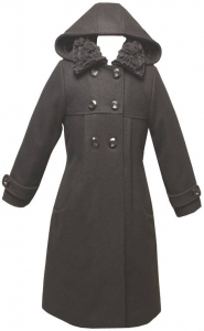 Girl Double Breasted Coat w/ Flowers